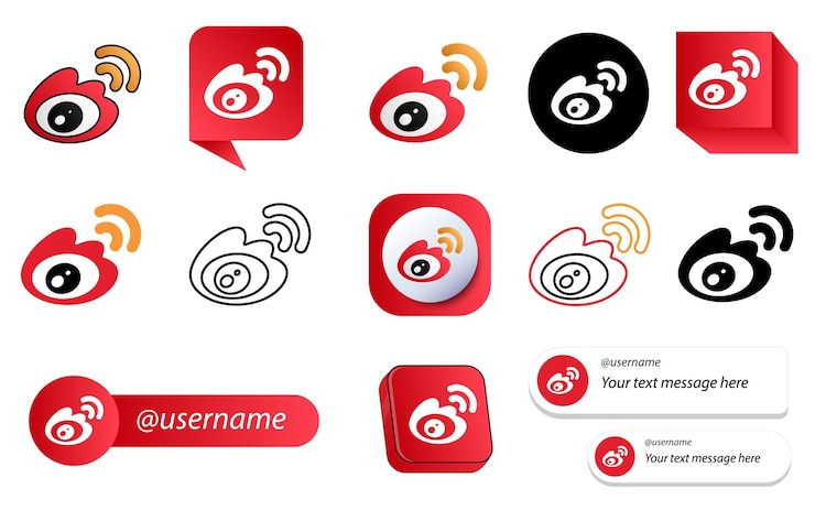 Vector Gratis 14 paket ikon media sosial weibo sina china
