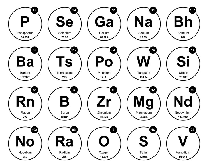 Vector Gratis 20 preiodic table of the elements icon pack design vector illustration