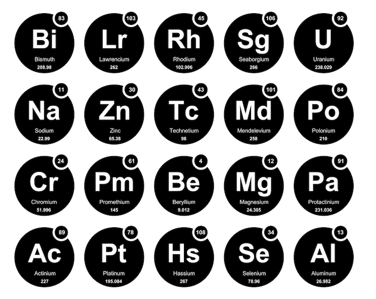 Vector Gratis 20 preiodic table of the elements icon pack design vector illustration