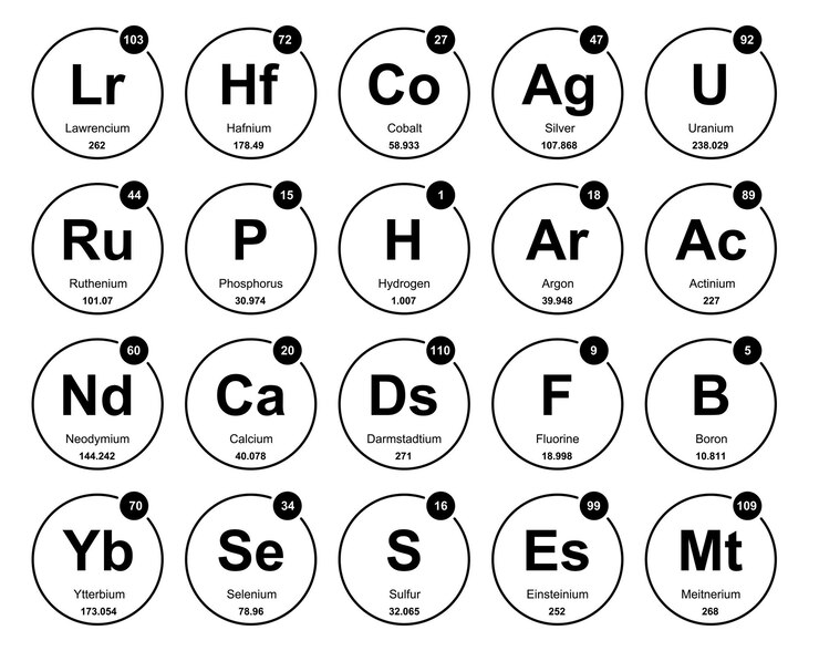 Vector Gratis 20 preiodic table of the elements icon pack design vector illustration