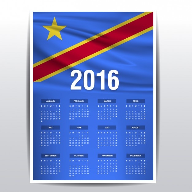 Vector Gratis 2016 calendar of the democratic republic of the congo