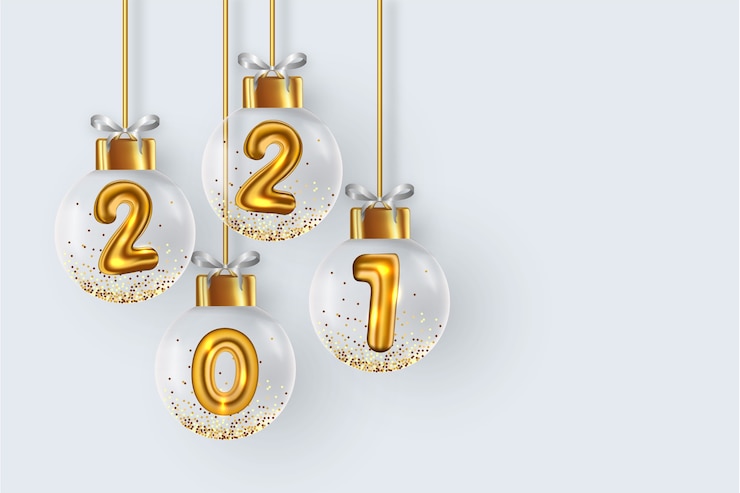 Vector Gratis 2021 background with realistic christmas balls