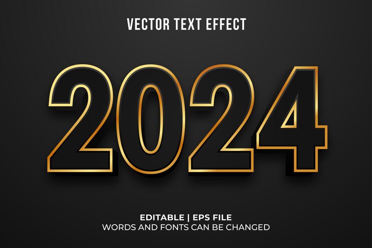 Vector Gratis 2024 gold text effect
