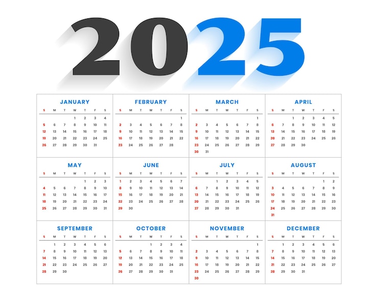 Vector Gratis 2025 english calendar template organize annual task