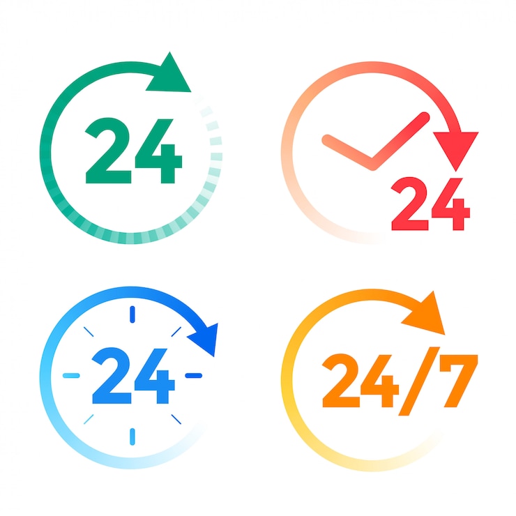 Vector Gratis 24 hours a day service icons set