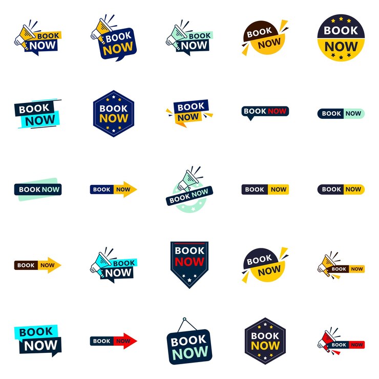 Vector Gratis 25 diverse book now banners to promote your products or services