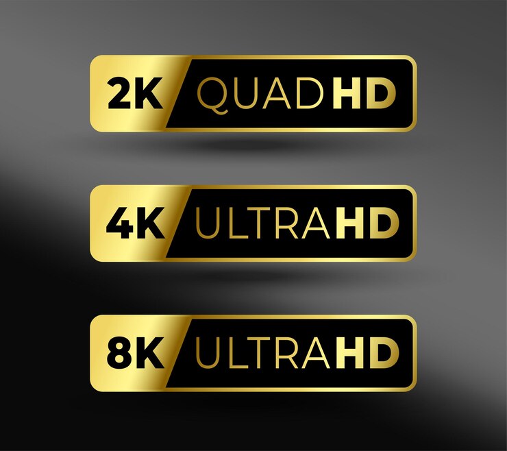 Vector Gratis 2k 4k and 8k ultra hd screen resolution quality label in set