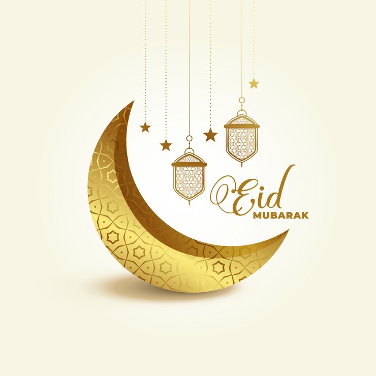 Vector Gratis 3d golden eid festival moon and lamp