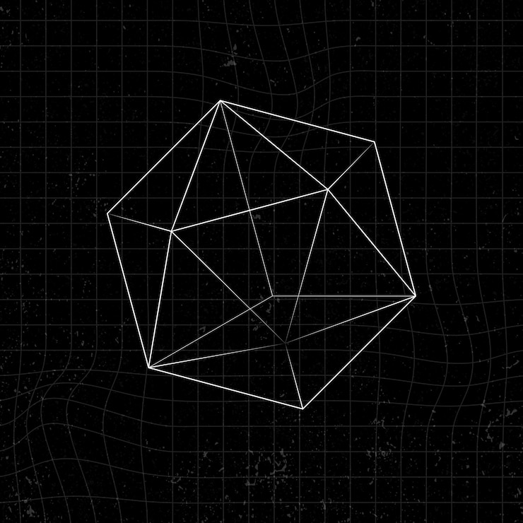 Vector Gratis 3d icosahedron on a black background vector
