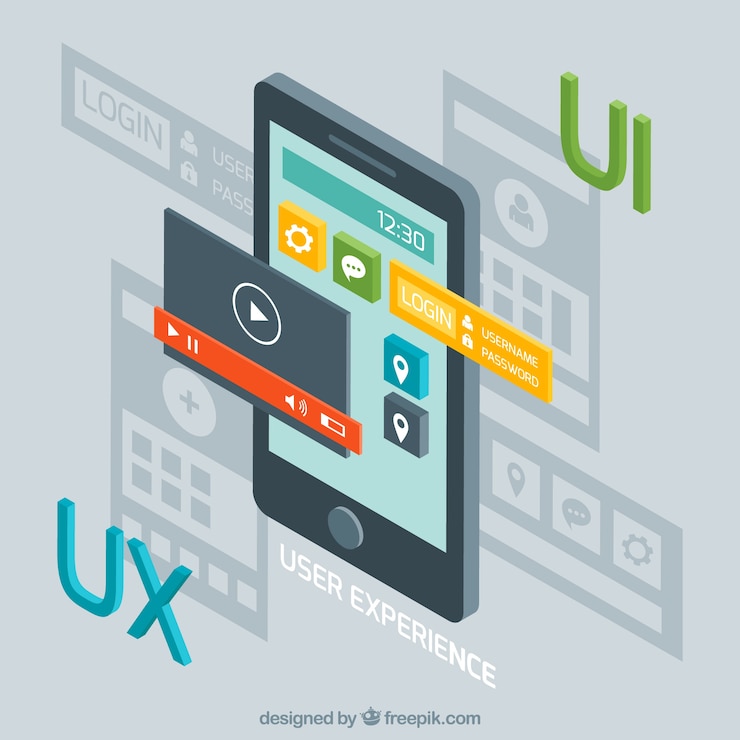 Vector Gratis 3d mobile with design elements