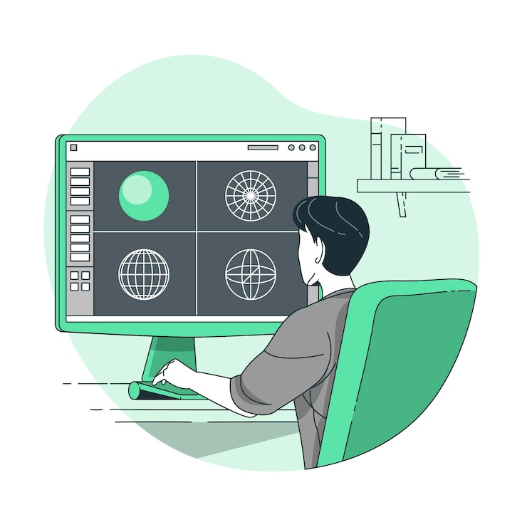 Vector Gratis 3d modeling concept illustration