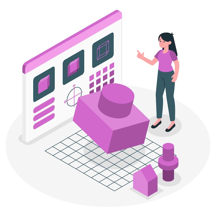 Vector Gratis 3d modeling concept illustration