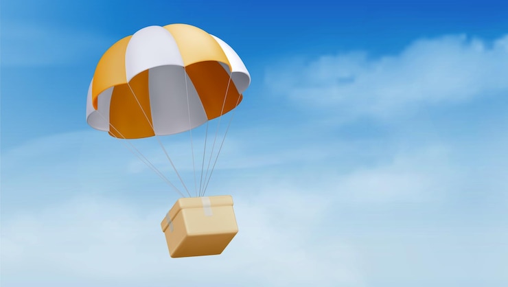 Vector Gratis 3d parcel delivery airdrop fly package shipping