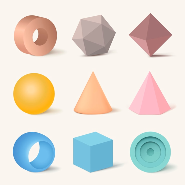 Vector Gratis 3d rendered geometrical shapes, pastel elements minimalist vector set