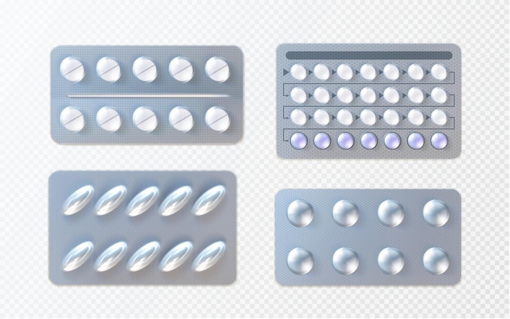 Vector Gratis 3d set of pill blister mockups