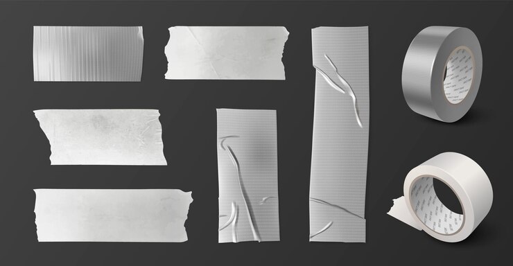 Vector Gratis 3d silver roll tape adhesive duct scotch isolated