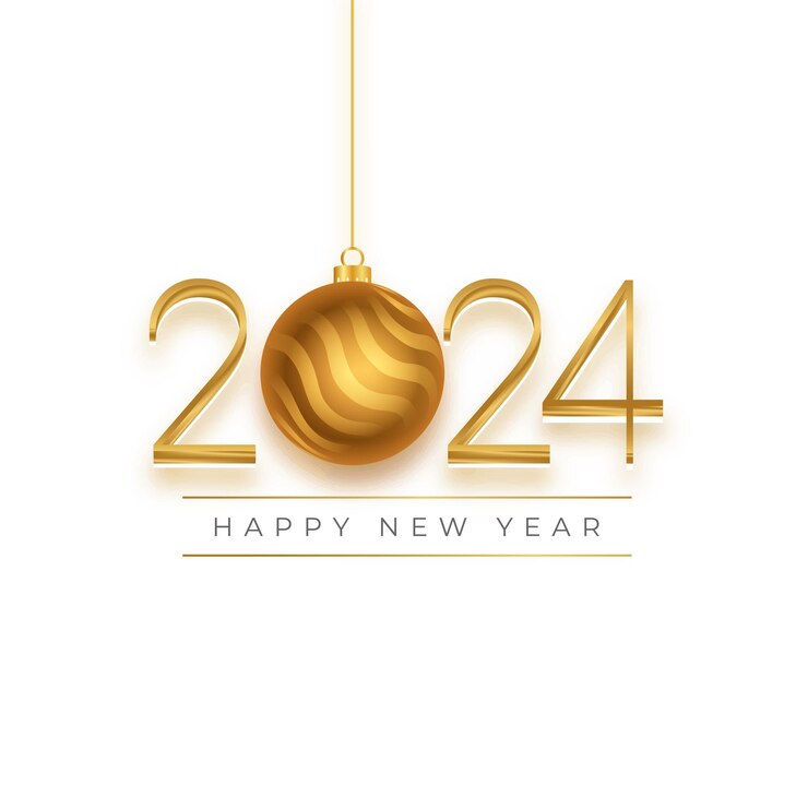 Vector Gratis 3d style golden 2024 new year eve bauble background design