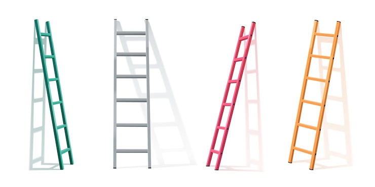 Vector Gratis 3d vector ladder leaning on white wall