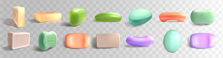 Vector Gratis 3d vector realistic colorful solid soap bars