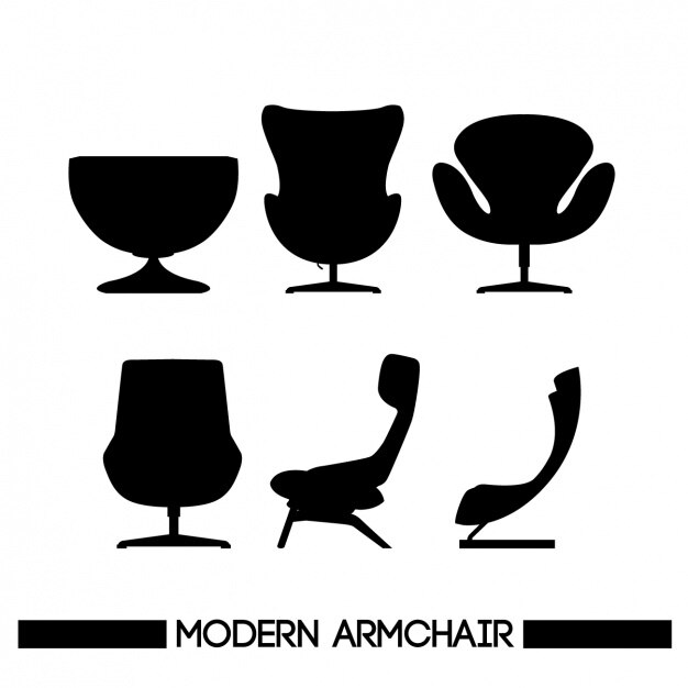 Vector Gratis 6 silhouettes of chairs