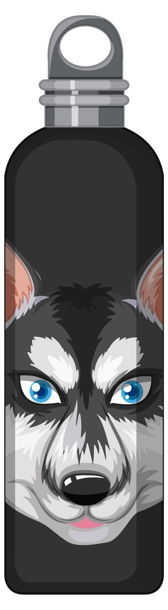 Vector Gratis a black thermos bottle with siberian husky pattern