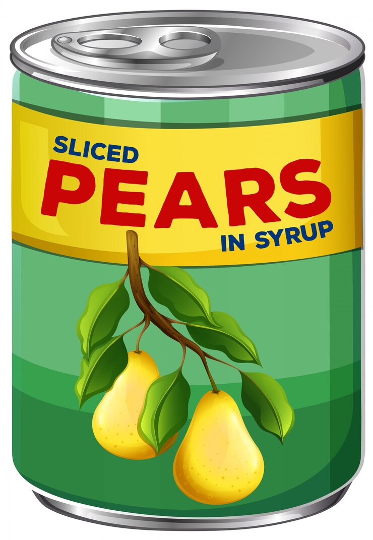 Vector Gratis a can of sliced pears in syrup