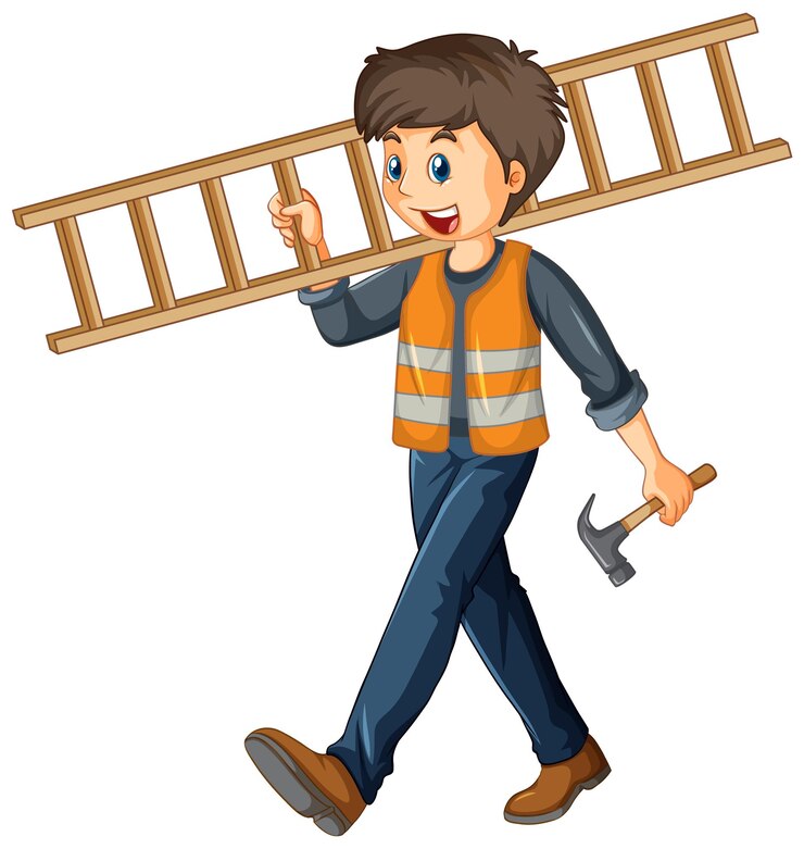 Vector Gratis a construction worker holding ladder