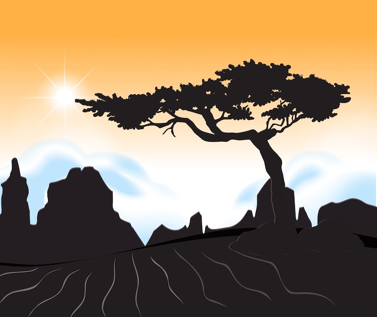 Vector Gratis a desert at sunset scene