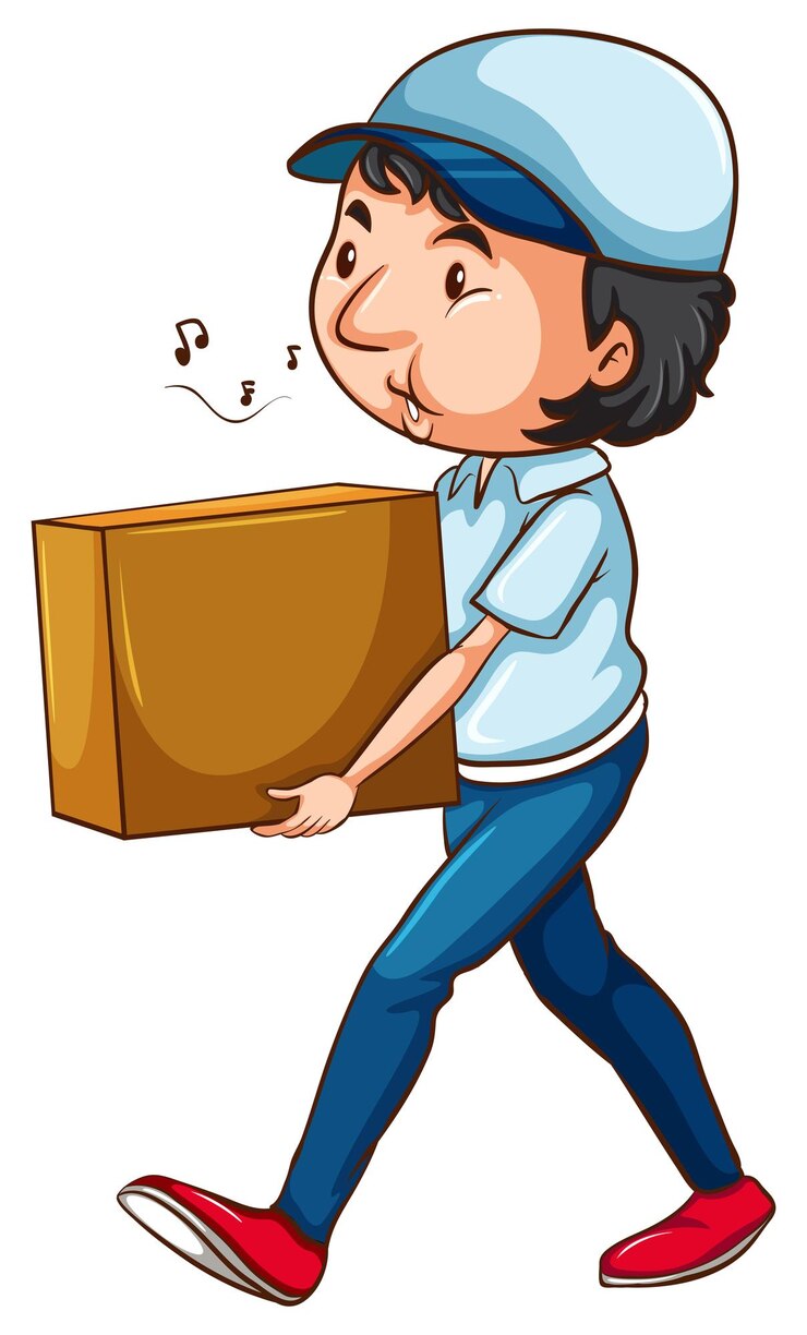 Vector Gratis a drawing of a postman with a box