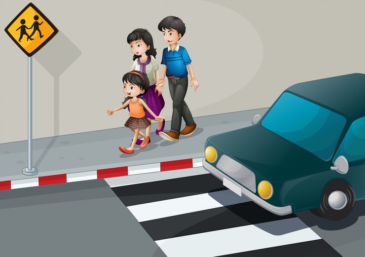 Vector Gratis a family walking at the street