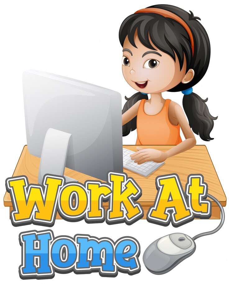 Vector Gratis a girl working at home