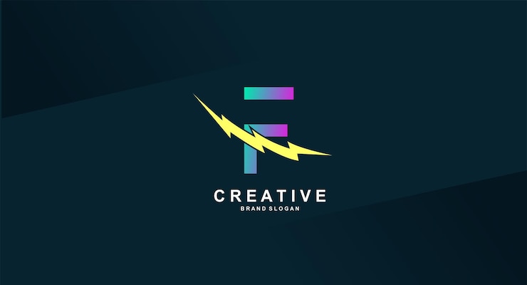Vector Gratis a lightning bolt logo with a letter f on a dark background