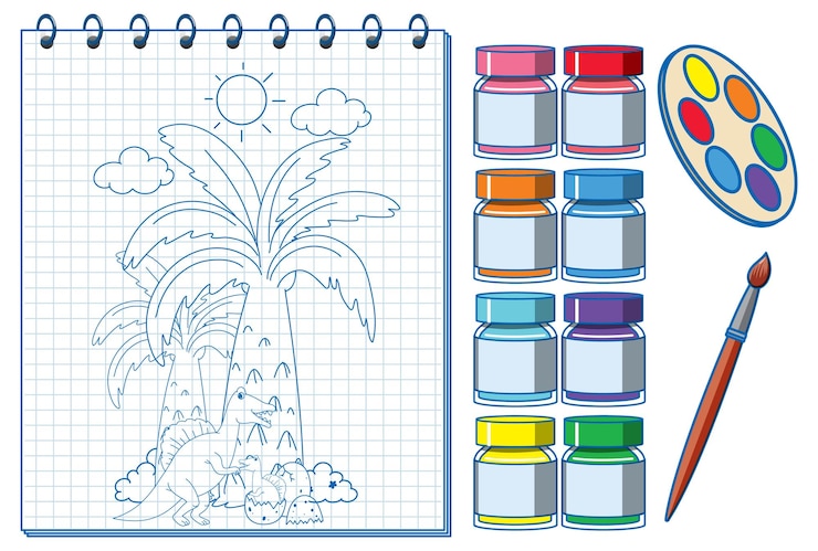 Vector Gratis a notebook with a doodle sketch design and watercolour