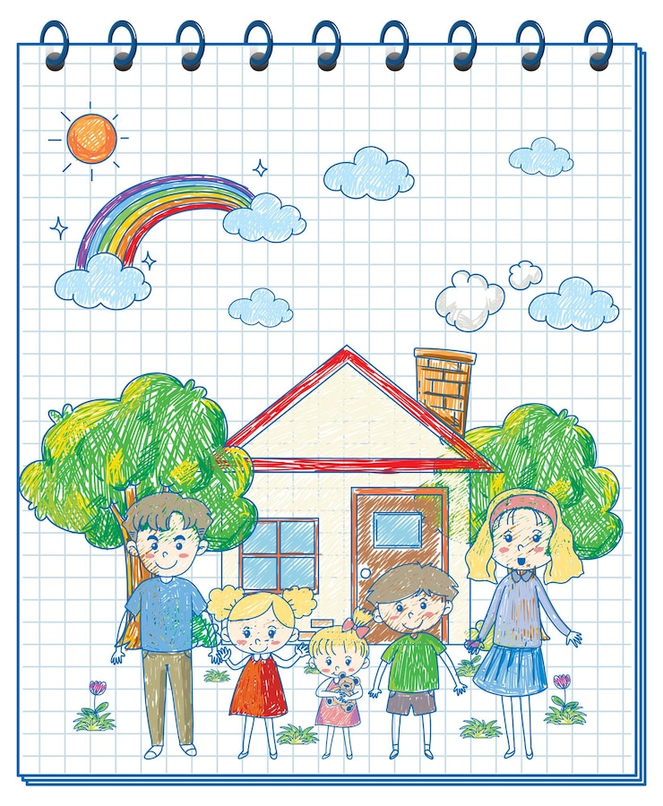 Vector Gratis a notebook with a doodle sketch design with colour at the cover
