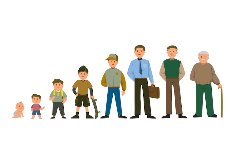 Vector Gratis a person in different ages concept