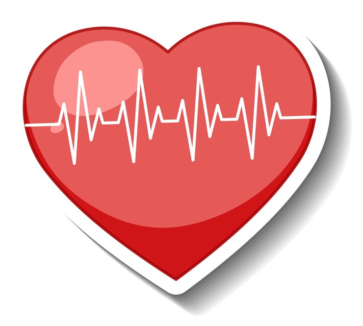 Vector Gratis a red heart with pulse line cartoon sticker
