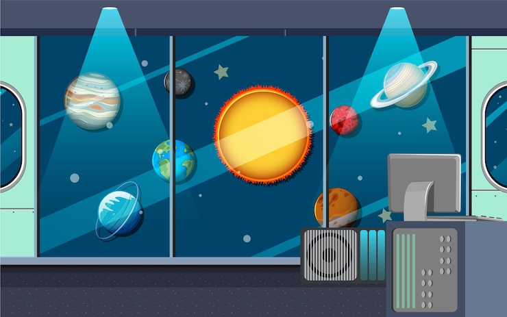 Vector Gratis a room decorated with solar system planets template