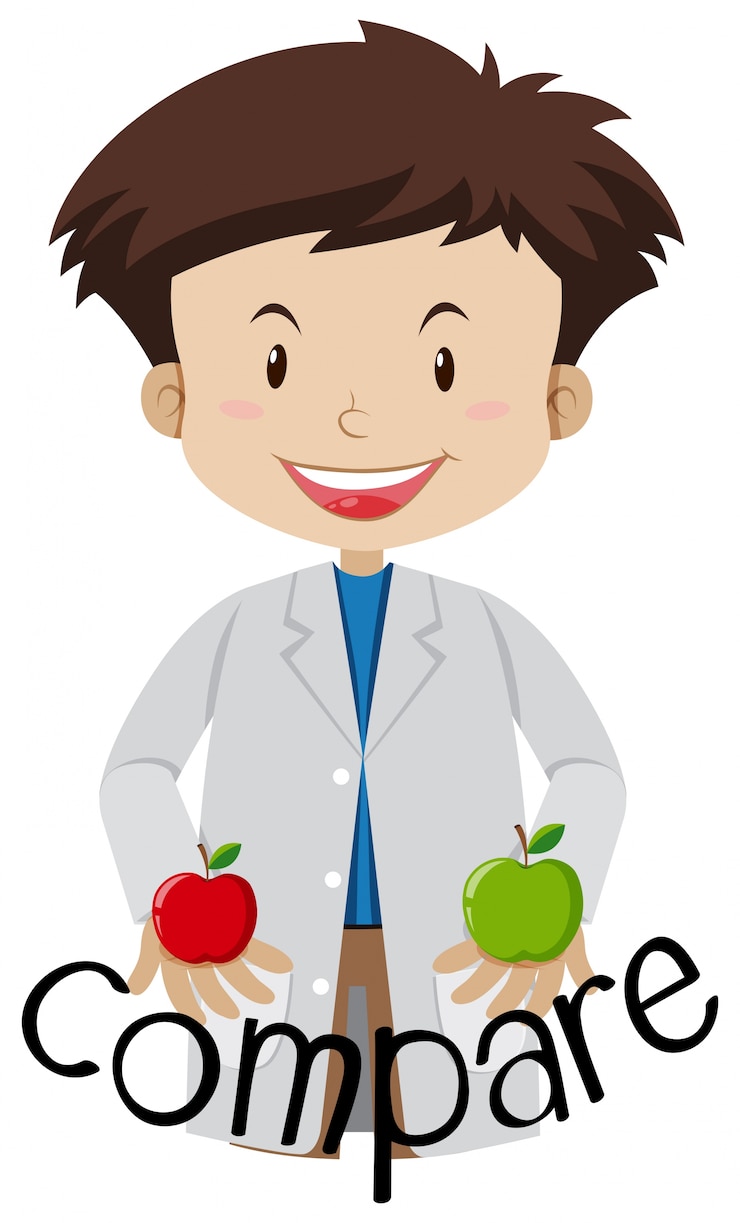 Vector Gratis a scientist compare between two apples
