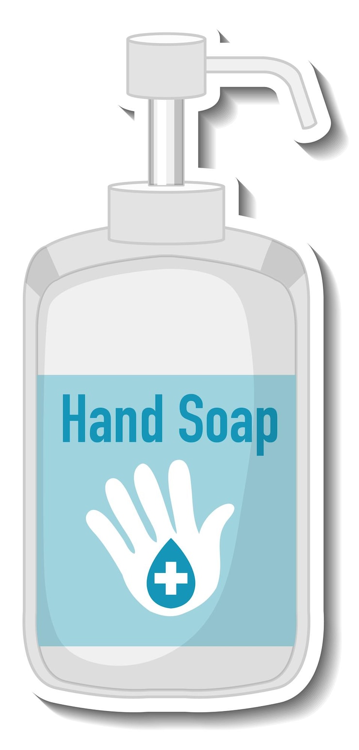 Vector Gratis a sticker template with hand soap sanitizer isolated