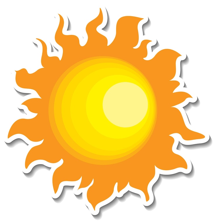 Vector Gratis a sticker template with the sun in cartoon style isolated