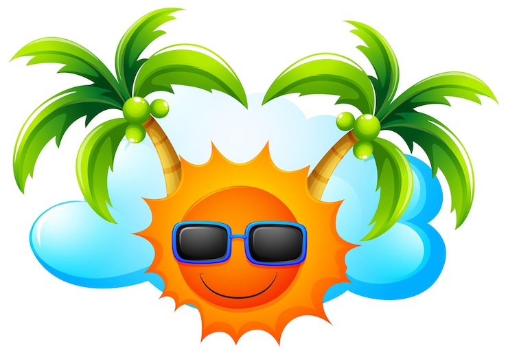 Vector Gratis a sunny weather with coconut trees