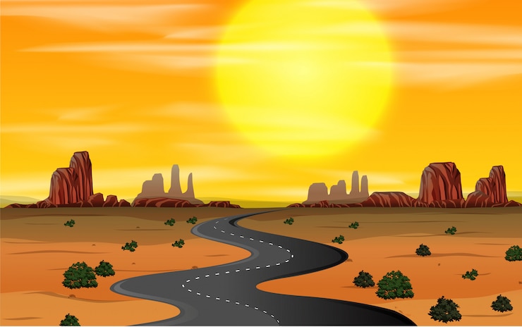 Vector Gratis a wild west scene sunset