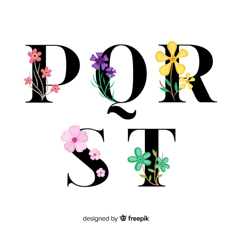Vector Gratis abjad floral