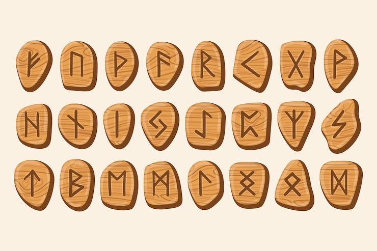 Vector Gratis abjad rune viking yang digambar tangan