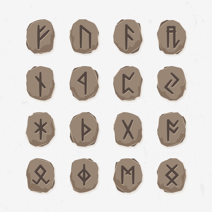 Vector Gratis abjad rune viking yang digambar tangan