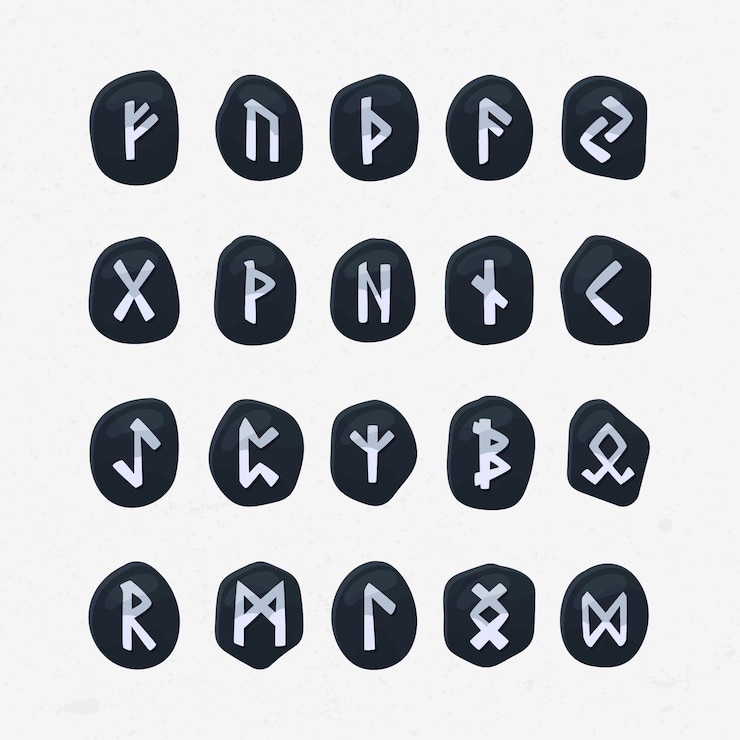 Vector Gratis abjad rune viking yang digambar tangan