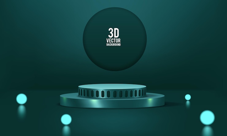 Vector Gratis abstract 3d green cylinder pedestal