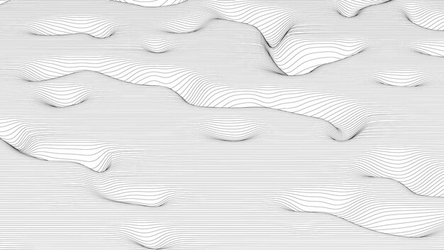 Abstract background with distorted line shapes on a white background Monochrome sound line waves