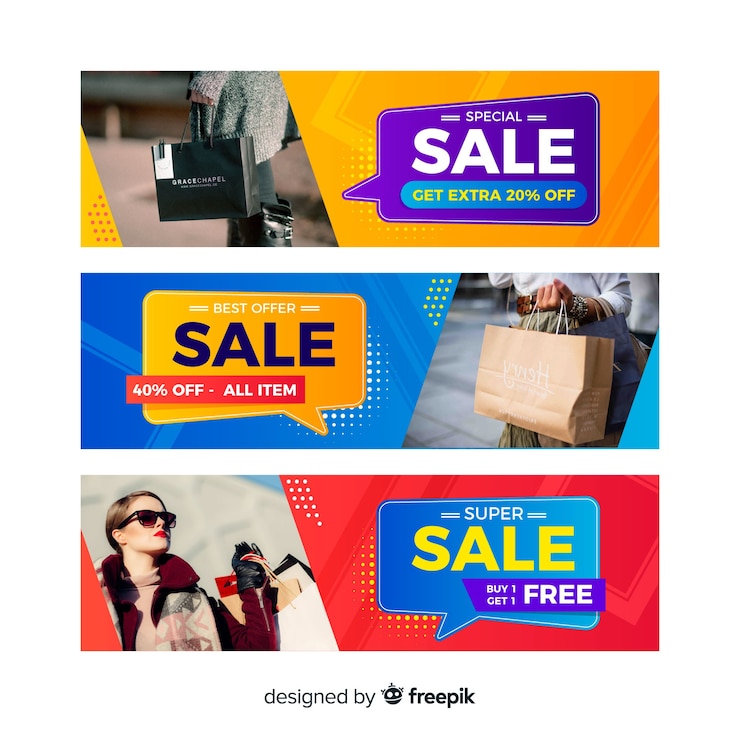 Vector Gratis abstract banner sale with photo collection