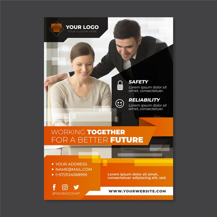 Vector Gratis abstract business flyer with photo